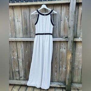 H&M white dress with black lace trim